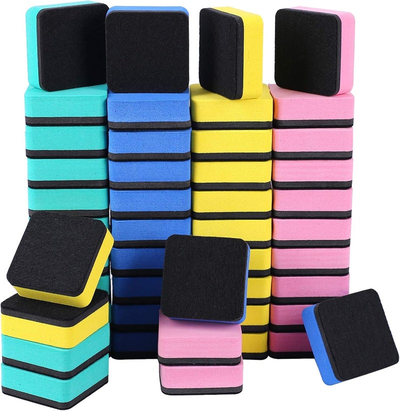 BINGBING Dry Erase Erasers, 48 Pack Magnetic Whiteboard Eraser Chalkboard Eraser Dry Eraser for Classroom Office and Home (48pcs 4Colours) - Image 1